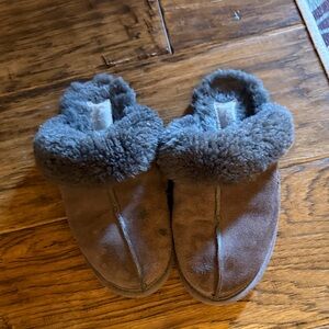UGG Women's Grey Shearling Cuff Slippers